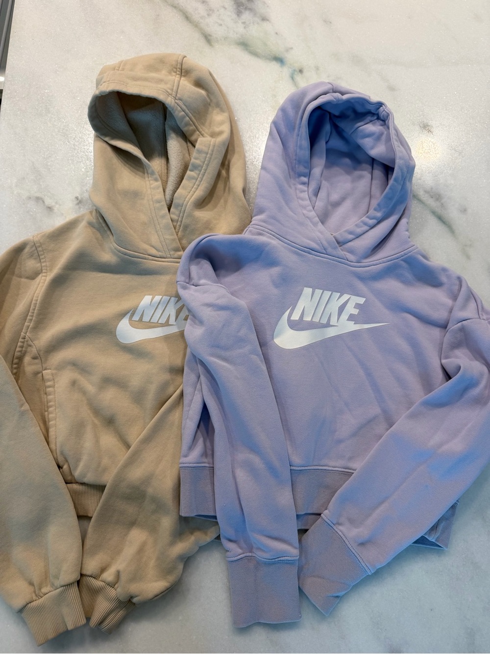 Nike Girls cropped hoodie set of 2, lilac and khaki, size L